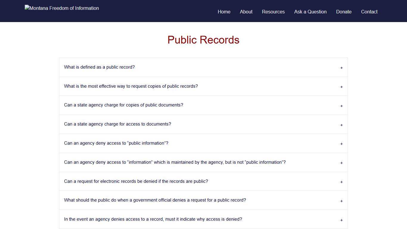 Public Records - Montana FOI