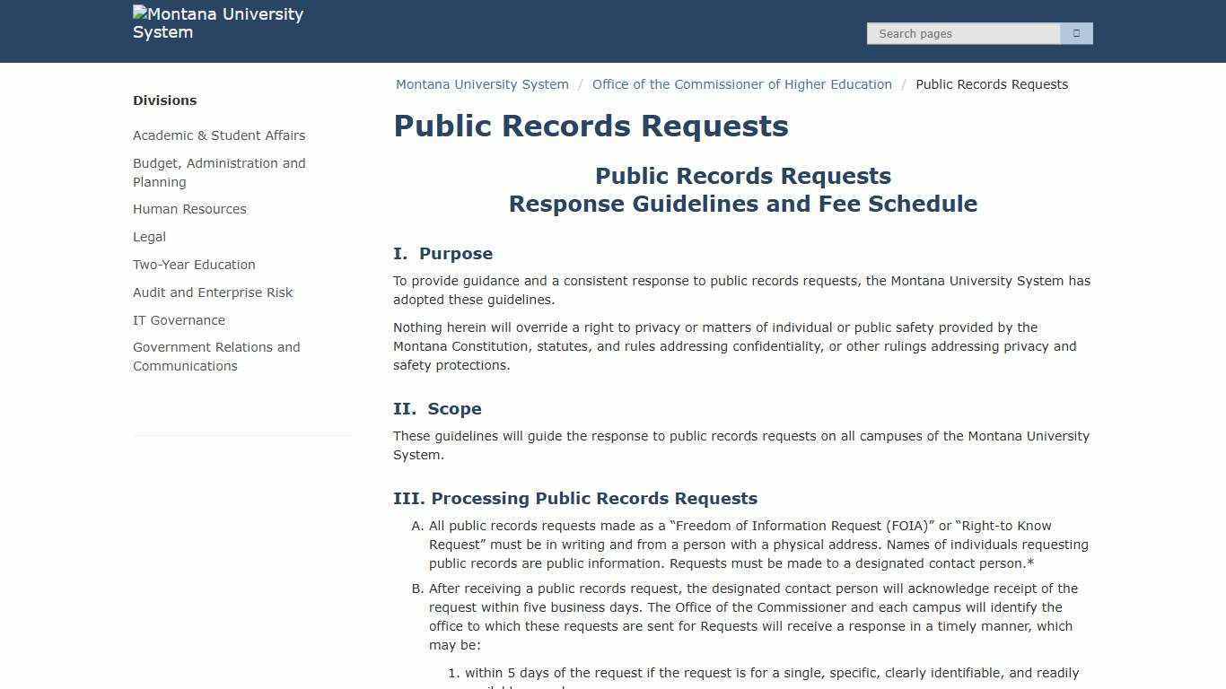 Public Records Requests | Montana University System
