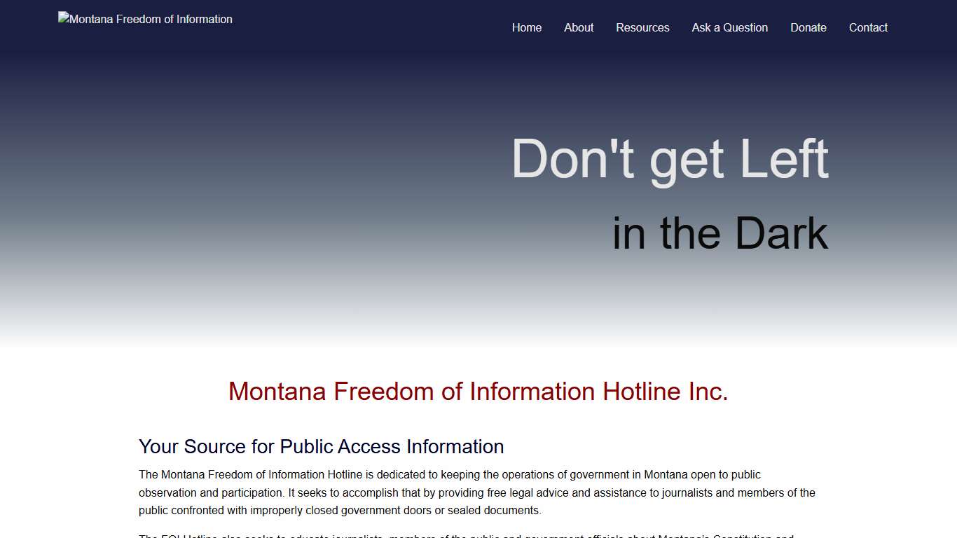 Montana Freedom of Information Hotline Inc. - Montana FOI