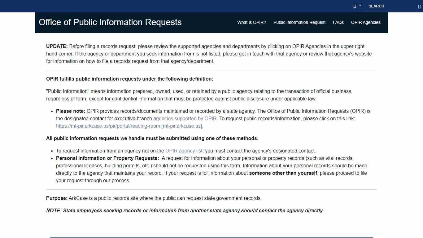 Public Information Request